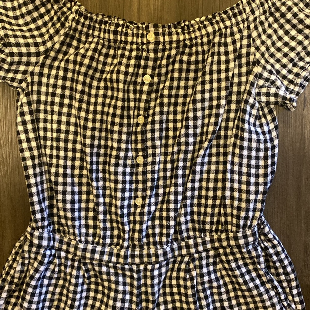 Off Shoulder Gingham Romper - Picture 2 of 4